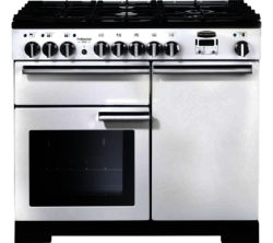 RANGEMASTER  Professional Deluxe 100 Dual Fuel Range Cooker - White & Chrome